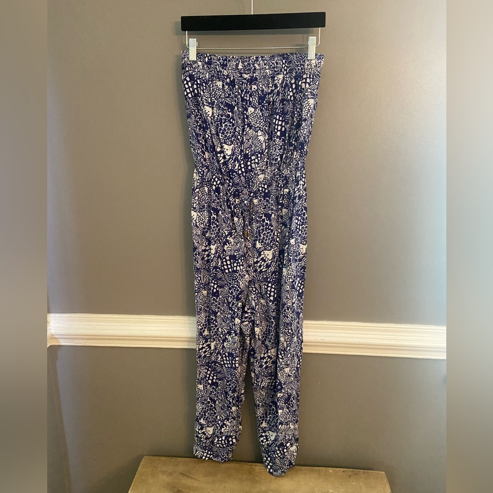 Lilly Pulitzer for Target boho romper strapless size medium blue and white fish